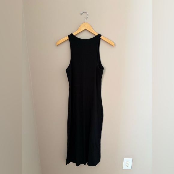 a new day Black Ribbed high neck midi dress size medium with side slit - Picture 5 of 5